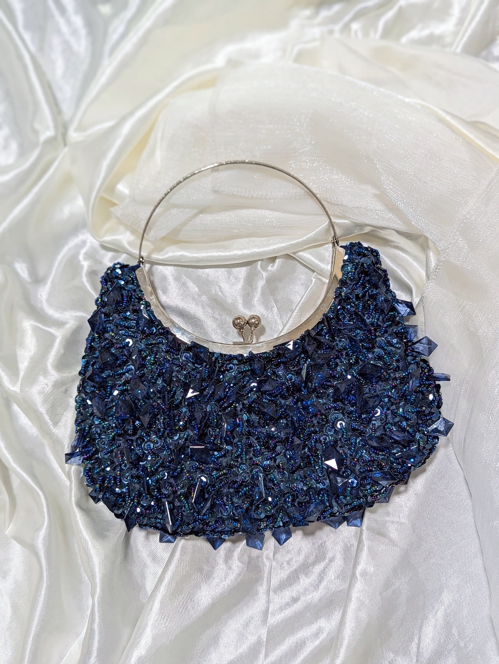 Embellished Navy Beaded Evening Bag